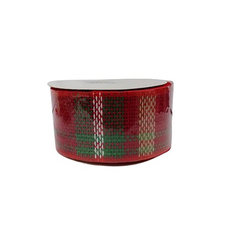 FITA DECOR ARAMADA 6,3CMX9,14MT JUTA XADREZ VERMELHO/VERDE