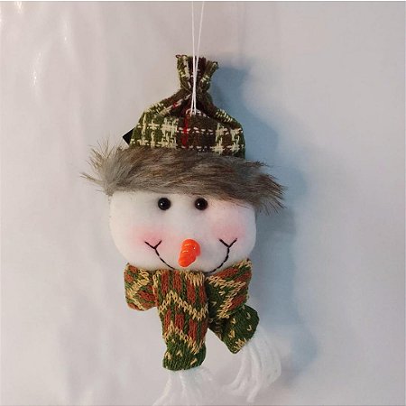 ENFEITE NATALINO CABECA BONECO NATALINO XADREZ/VD 13CM