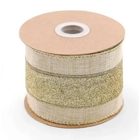 FITA ARAMADA LINHO C/COSTURA BEGE DOURADO 6,3CMX9,14M