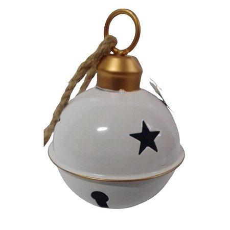 ENFEITE NATALINO GUIZOS GARDEN METAL BRANCO 30/30/35CM