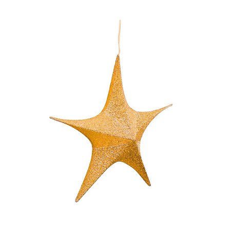 ENFEITE NATALINO ESTRELA LUREX BASICO METALIZADO 50CM DOURADA