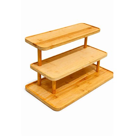 BANDEJA C/2 SUPORTE DE BAMBU 33X22X22CM