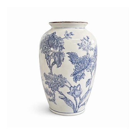 VASO CERAMICA FLORAL OFF WHITE 11X28CM