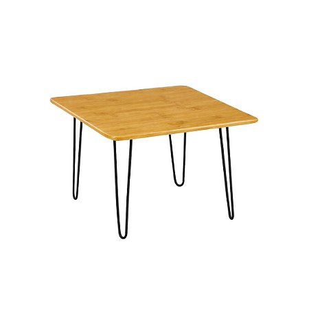 MESA CANTO/LATERAL EM MADEIRA C/ PÉ METAL 44X46CM