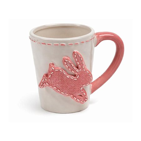 CANECA CERAMICA COELHO ROSA 370ml