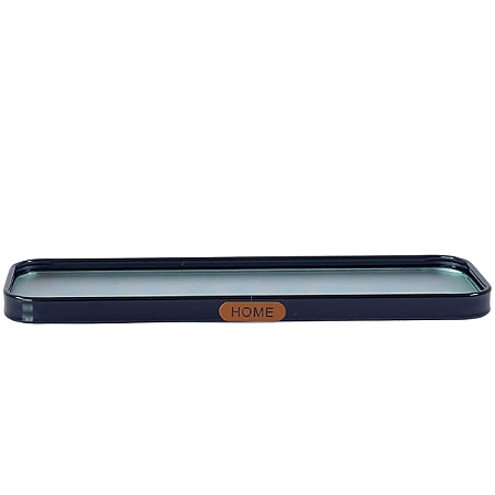 BANDEJA VIDRO RETANGULAR BORDA PRETA 30X10CM