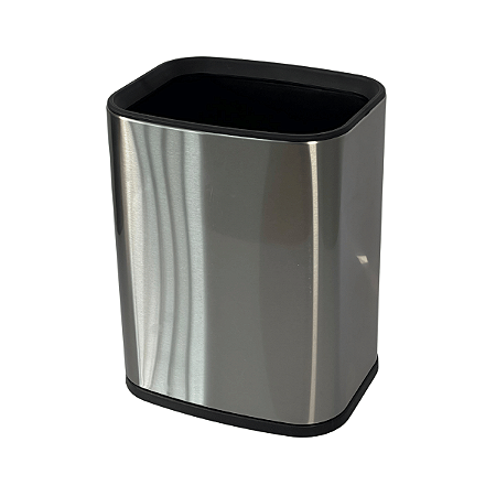 LIXEIRA INOX PRATA MODERNA P/ ESCRITÓRIO 12 LITROS C/ 32CM