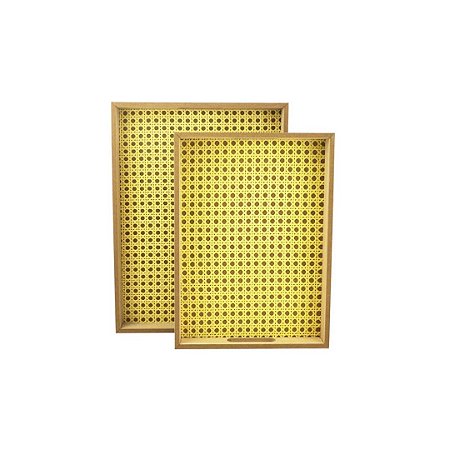 KIT COM 2 BANDEJAS EM MDF C/ FUNDO TRELIÇA