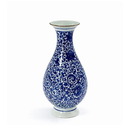 MINI VASO CERAMICA ESTAMPA AZUL TRACOS 22CM