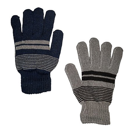 Kit 12 Un Luva Lã Listrada Inverno Frio Unissex Adulto Básica