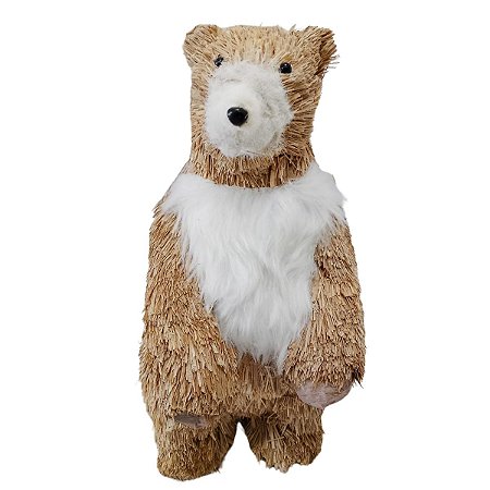 Enfeite Natal Urso de Palha em Pé 31cm