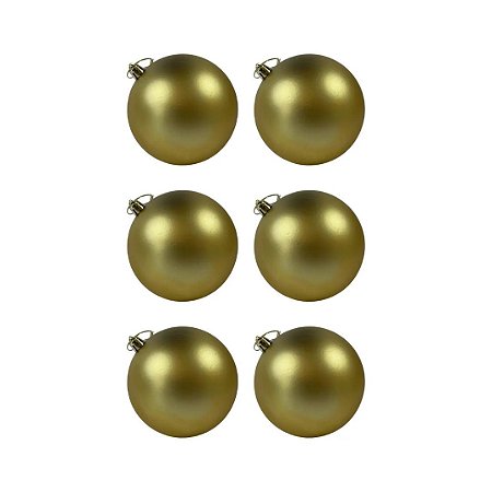 BOLA NATALINA 10CM FOSCO DOURADO C/6 UN