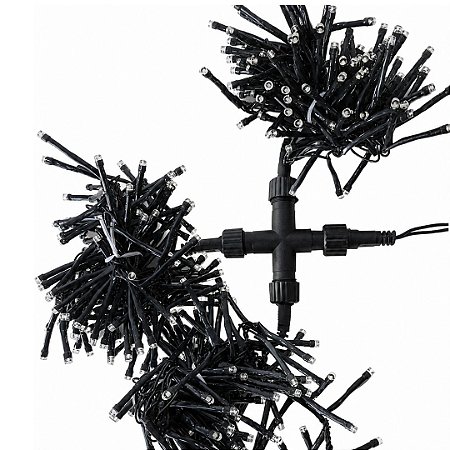 CORDAO C/ 120 LEDS CLUSTER EFEITO CACHO WARM BIVOLT