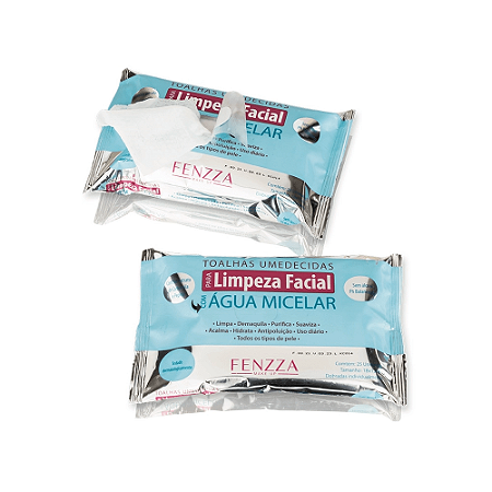 Toalhas Umedecidas Para Limpeza Facial com Água Micelar Fenzza Make Up