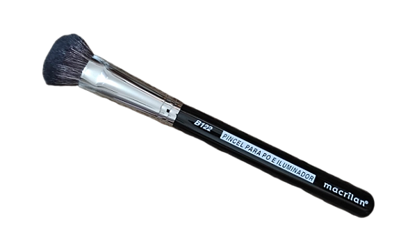 Pincel Profissional para Pó e Iluminador Macrilan B122 Linha Black