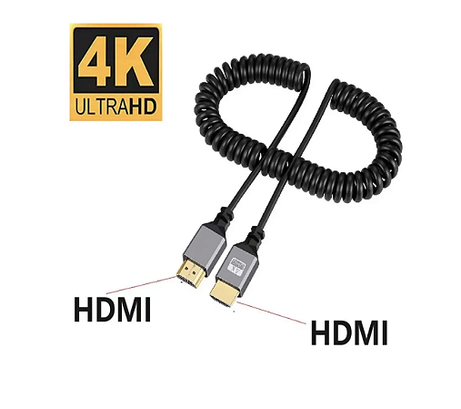 Cabo Espiral HDMI 4k - 2 pontas hdmi macho