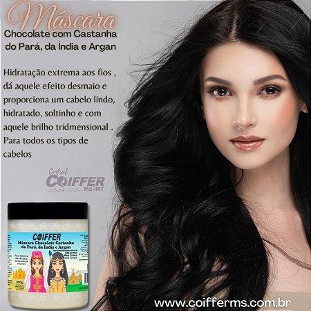 Máscara Chocolate com Castanha do Pará e da Índia e Argan 500g. COIFFER Cód. 1114