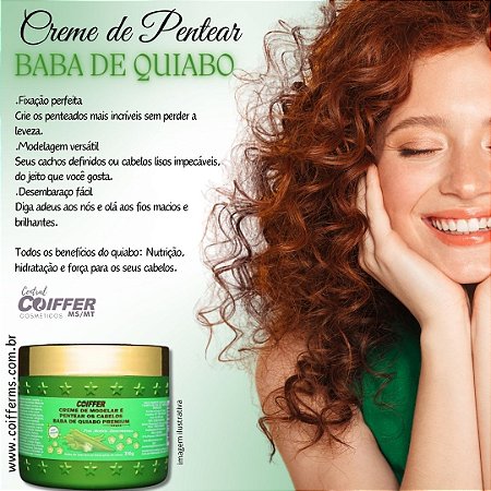 Creme de Modelar e Pentear os Cabelos Baba de Quiabo Premium 350g. Cód. 5936