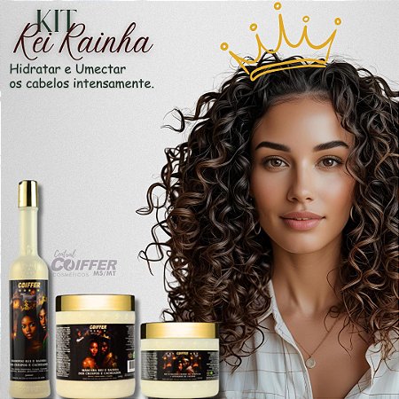 Kit Rei Rainha dos Crespos e Cacheados da c/ 3 unid. Coiffer Cód.6338