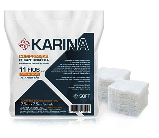 COMPRESSA DE GAZES C/500 UND. 11 FIOS KARINA