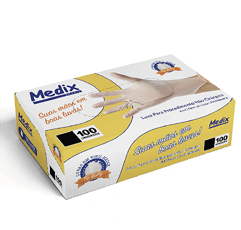 LUVA DE VINIL SEM TALCO MEDIX TAM G
