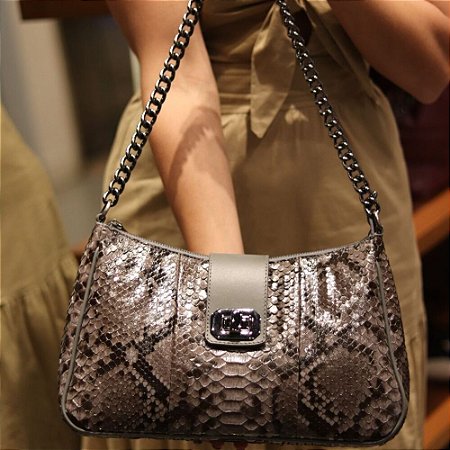 Bolsa Ombro Python Natural