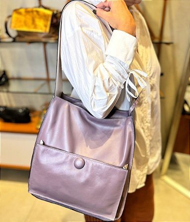 Bolsa Pelica Botão Mocha Mousse