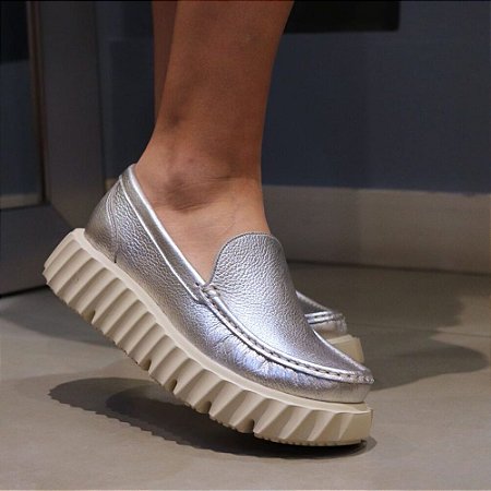 Loafer Flatform Prata