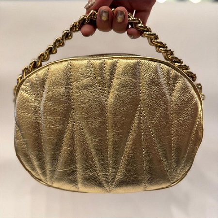 Bolsa Matelassê Oval Ouro