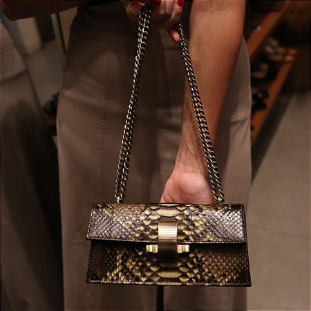 Bolsa Python Alça Corrente Verde