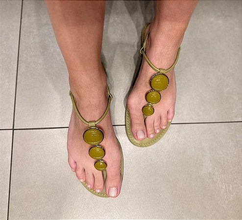 Sandália Dedo Resinas Verde