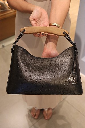 Bolsa Alça Madeira Poá Preta
