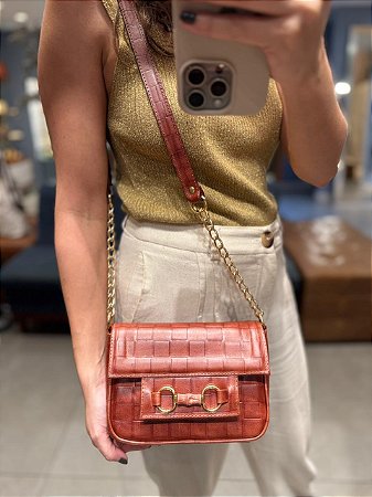 Bolsa Croco Bordô