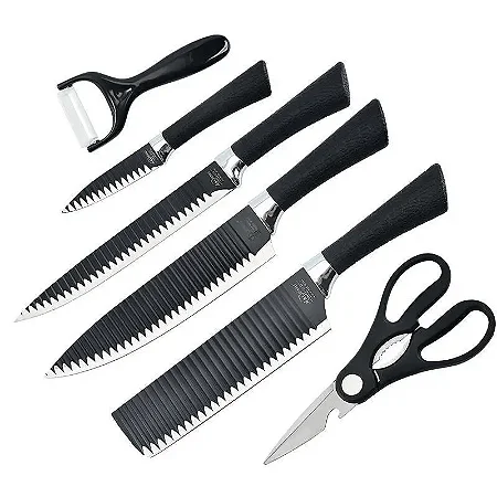 Conjunto Jogo Facas 6 Peças Inox Kit Culinário Faqueiro