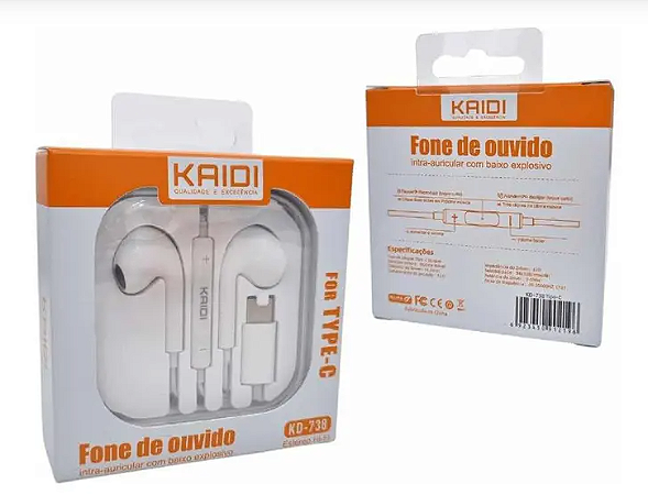 Fone de Ouvido Kaidi Type-c KD-738 TC