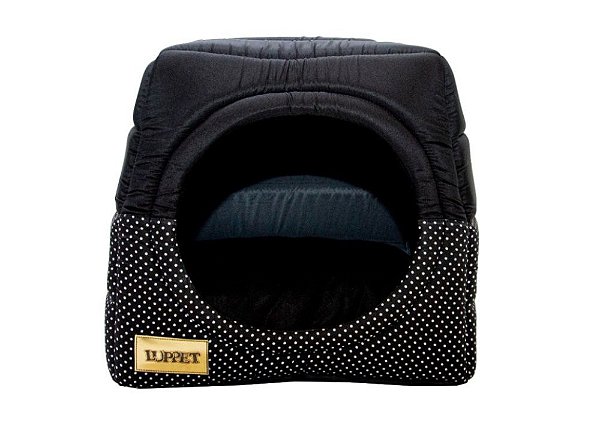 Cama Iglu e Toca Para Cachorro Luppet Luxo Preto Poa (LP1216-03)