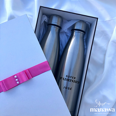 Caixa de Convite Para Padrinhos com 2 Squeezes Térmica Personalizada