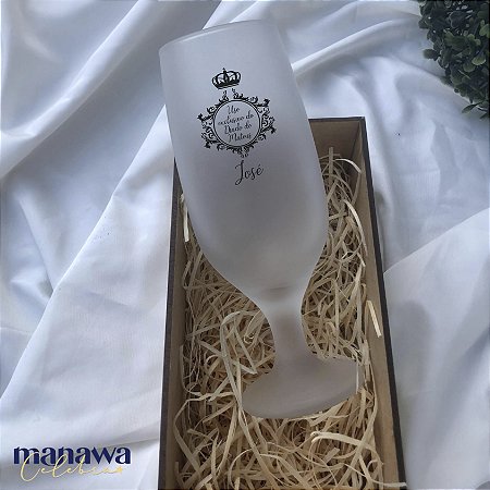 Caixa Convite para Padrinhos com 1 Taça de Vidro Personalizada