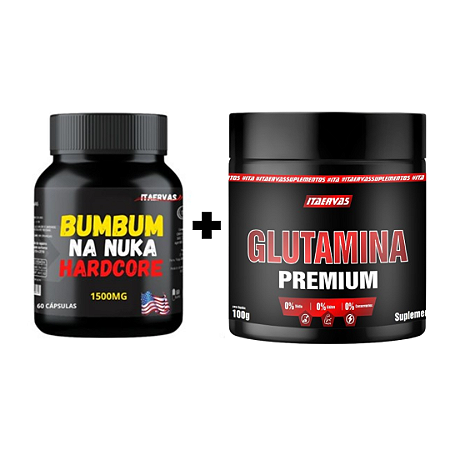 Cresce Bumbum Itaervas + Glutamina Premium Itaervas 100g Massa Muscular Rápida