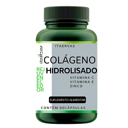 Colágeno Hidrolisado + Vitamina C, E e Zinco Rejuvenescedor Linha Premium 500mg Itaervas 60 Cápsulas