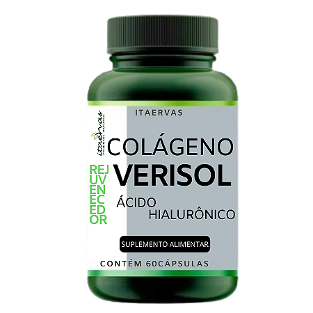 Colágeno Verisol + Colágeno Hidrolisado + Vitamina C, E e Zinco Rejuvenescedor Linha Premium 500mg Itaervas 60 Cápsulas