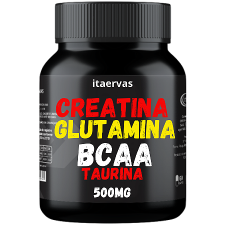 Creatina + Glutamina + BCAA + Taurina Composto Massa Muscular Rápida 500mg 60 Cáps Itaervas