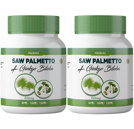 2x Saw Pawmetto com Ginkgo Biloba 650mg Extra Forte 120 Cápsulas Itaervas