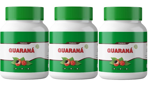 3x Guaraná em Pó 500mg Energético Natural Energia Itaervas