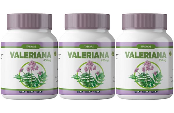 3x Valeriana Natural 500mg 120 Cápsulas Itaervas