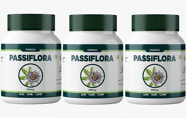 3x Passiflora 650mg Itaervas 100 Cápsulas