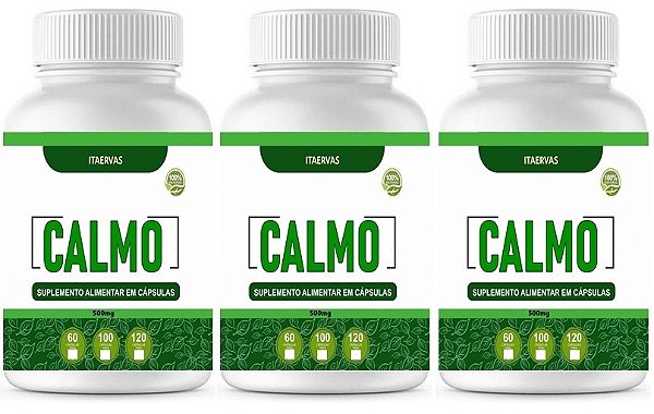 3x Calmo 650mg Camomila Maracujá Cavalinha 100cps Itaervas