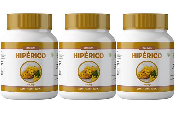 3x Hipérico Natural 650mg 100 Cápsulas Itaervas