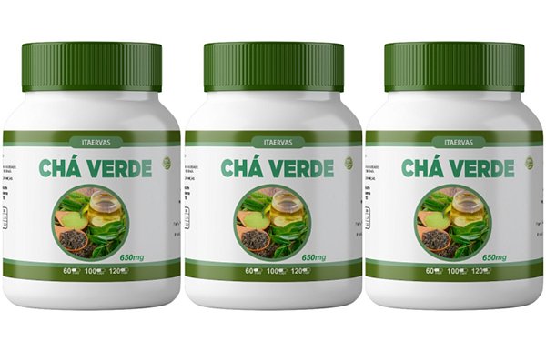 3x Chá Verde Seca Barriga 500mg 120 Cápsulas Itaervas