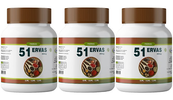 3x 51 Ervas 500mg 120 Cápsulas Itaervas